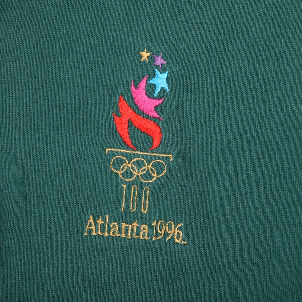 Vintage Champion Atlanta 1996 Olympics Rugby Polo Shirt Long Sleeve Green Navy - Picture 3 of 11